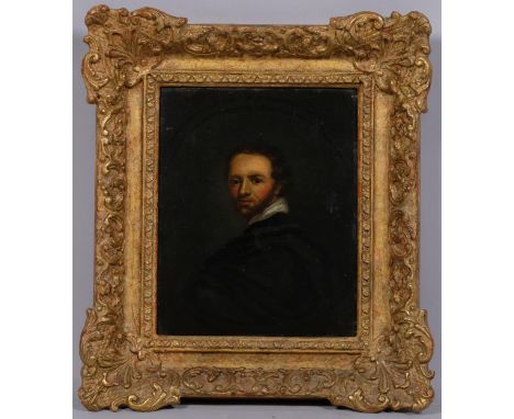 Philip Massinger, portrait of a man, oil on copper, inscribed verso, 20cm x 17cm, framedGood condition 