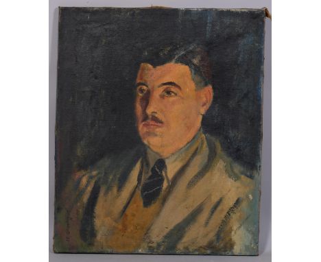 James Proudfoot, portrait of a man, oil on canvas, 61cm x 51cm, unframedGood untouched condition, no canvas damage or repairs