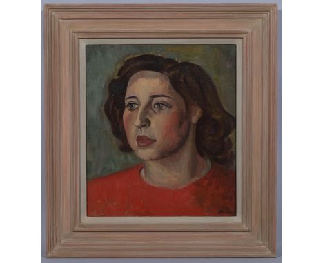 Bernard Meninsky (1891 - 1950), portrait of Elisabeth Lewson, oil on canvas, signed, 40cm x 35cm, framedVery good original co