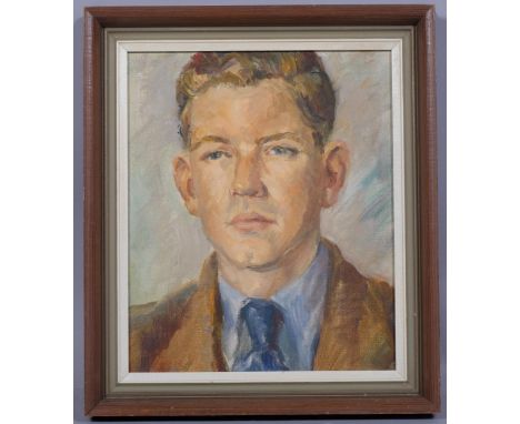 Portrait of a man, mid-20th century oil on board, unsigned, 28cm x 24cm, framedGood condition 