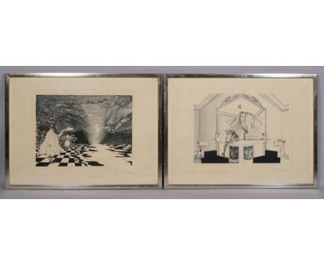 Ralph Steadman (born 1936), through the looking glass, 4 etchings, all signed in pencil, numbered from an edition of 65 copie