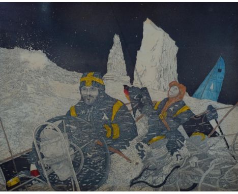 Jochem Roman Schneider (born 1951), Partnership, coloured etching, signed, image 47cm x 60cm, framedGood condition 