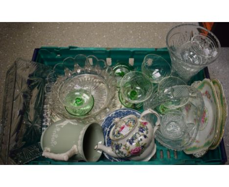 Ceramics and Glass - a 19th century Minton oriental inspired plate; others Copeland Spode jug; glass vase; bowl; tray; etc qu