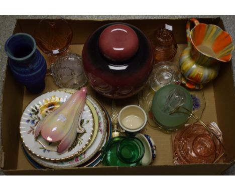 Ceramics and Glass - a Royal Winton wall pocket, anchor jug; peach glass bowls; etc.; quantity; Carlton ware Rouge Royal jar;