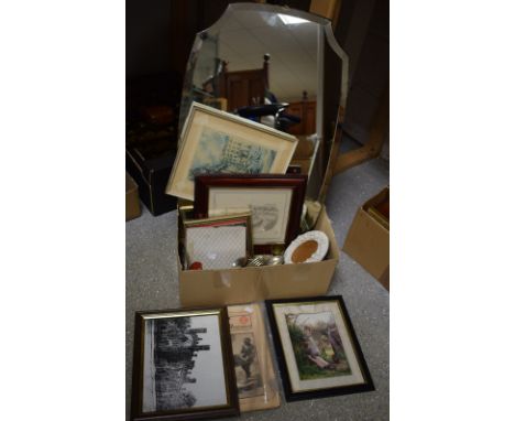 Metalware - silver plated flatware, egg cups; cufflinks; picture frames; an Art Deco style mirror etc