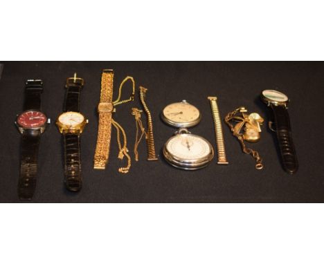 Watches - a vintage Sindaco wristwatch, red lattice dial, baton markers, white hands, minute track, centre seconds, black str