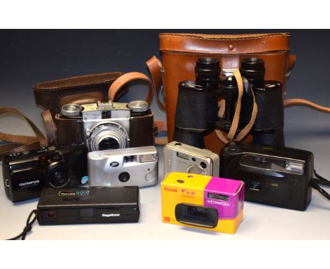 Cameras & Binoculars - Prinz 16x50 coated binoculars, cased;  Braun Paxina 29, camera others Olympus etc