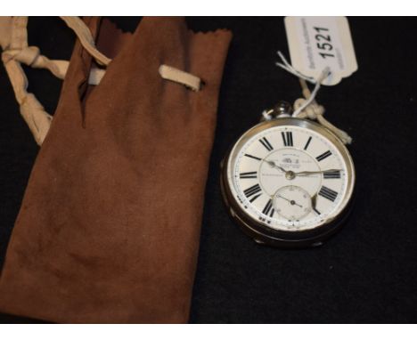 A late Victorian silver open face pocket watch, white dial, bold Roman numerals, subsidiary seconds, fusee movement, Chester 