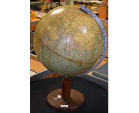 A Phillips' 13.5" Standard Globe, by George Phillip & Son Ltd, aluminium horizon band, stepped geometric socle, circular base