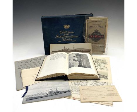 British Special Service Naval Squadron 1923-1924.A fine official suede leather blue photograph album 1923-1924 depicting the 