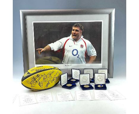 Rugby memorabilia 2002-03 Season.Comprising:A signed Adidas Spiral International Rugby ball signed by the New Zealand All Bla