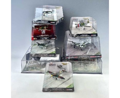 Corgi Aviation Archive and WWII Legends Scale 1:144 and 1:72.Comprising 8 boxes:USAAF - B17 - Sally B, Mustang, Thunderbolt (