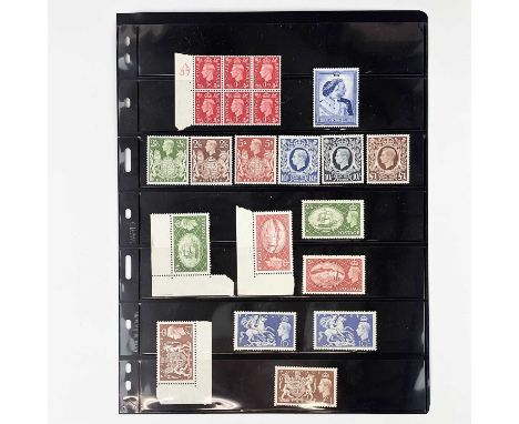 Great Britain Mint King George VI Definitives / Commemoratives.A black stockcard containing complete high value definitives o