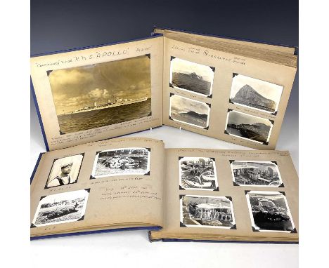 Royal Navy HMS Apollo 1936 to 1938 Cruises Photograph Albums.Contained in two period albums of approaching 400 photographs.No