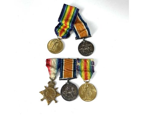 G.G. World War I Medals (x5).Lot comprises two groups to Army Service Corps:Group 1: 1914-15 Trio to Pte. H. Pewsey.Group 2: 