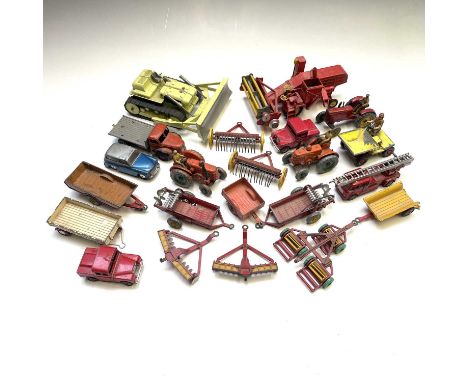 Dinky and Corgi - Much Farm Related.Lot includes 2 Mersey Tunnel Police Land Rovers, Dinky French Berliet Truck "34" (missing