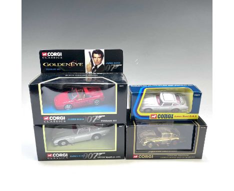 Corgi - James Bond boxed Die Cast Cars (x4).Comprising: 3 Aston Martin DB5's (96655, 96656, 96657) plus Ferrari 355 models, a