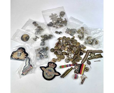 Mixed Military and Transport Badges and Buttons.Comprising: Various military cap badges including East Lancashire, Coldstream