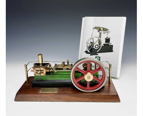 A Stuart S50 scale model mill engine, on a mahogany base, by W.J.Martin, width 28.5cm, together with a catalogue (2).