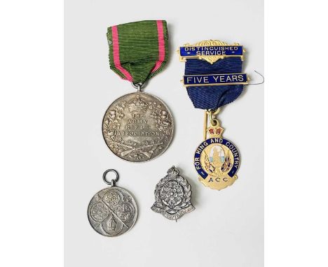 Military and other Medals and Badges.A hallmarked silver Army Rifle Association medal, an A.C.C. "For King and Country" ename