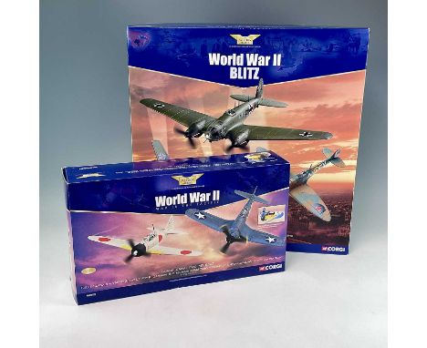 Corgi Aviation Archive 1:72 Scale - World War II (x2 boxes).Comprising:World War II Blitz box of 3 planes: Heinkel HE III H3,