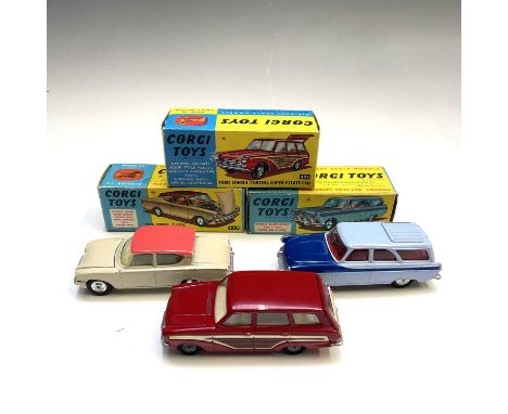 Boxed Corgi Toys (x3).Mint boxed cars as follows:no.234 Ford Consul Classic - has marking "E11" on both sides of the boxplusn