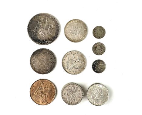 World Silver Coinage: Australia, India, Netherlands, etc.Comprising a good Australian 1918 M Two Shillings, India 1 Rupee 190
