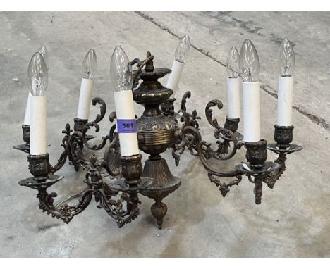 A brass eight light electrolier. 22' diam approx.