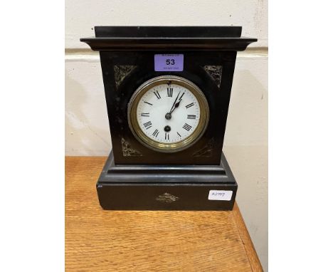 A French slate cased mantle clock