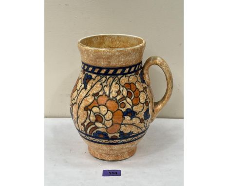 A Crown Ducal handled vase with tube-lined decoration by Charlotte Rhead. Signed. 10' high