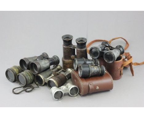 Quantity of vintage racing and opera glasses some cased