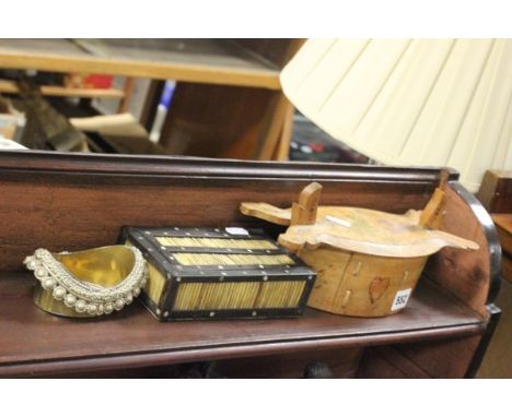 Vintage Quill box, North European Wooden Box containing buttons and a Persian White Metal Box