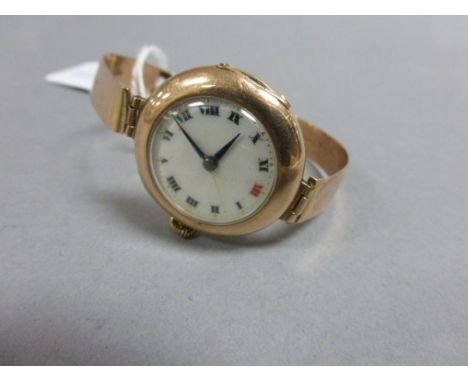 Vintage ladies 9ct Rolex watch marked Wilsdorf & Davies with 9ct bangle strap 1915
