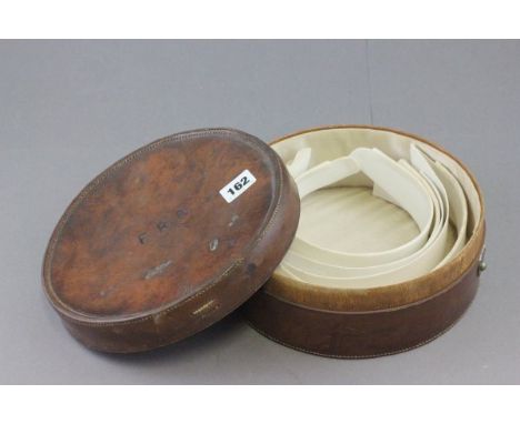 Vintage Leather Collar Box with Various Collars included two retailed by Harrods 