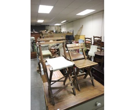 Two vintage wooden folding child's chairs