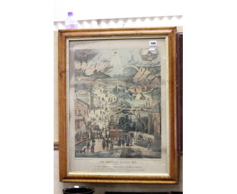 Maple framed & glazed 19th C coloured lithograph 'The Broad and Narrow Way'