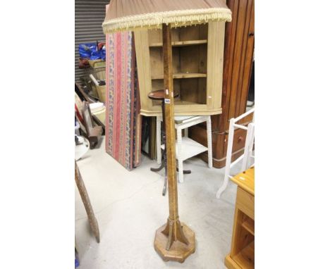 1920's/1930's Walnut veneered standard lamp & shade
