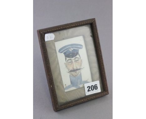 Small Framed and Glazed Watercolour Portrait of a Military Officer signed J W 1907