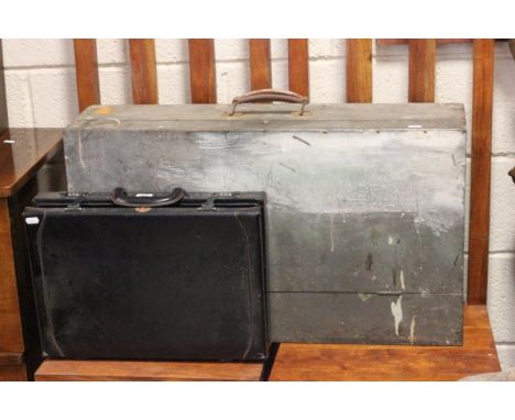 Ronson Lighters briefcase plus a wooden tool case