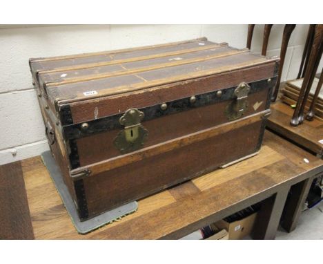 Late 19th / Early 20th century Wooden Bound Canvas Travelling Trunk