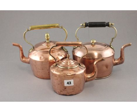 Three Vintage Copper Kettles