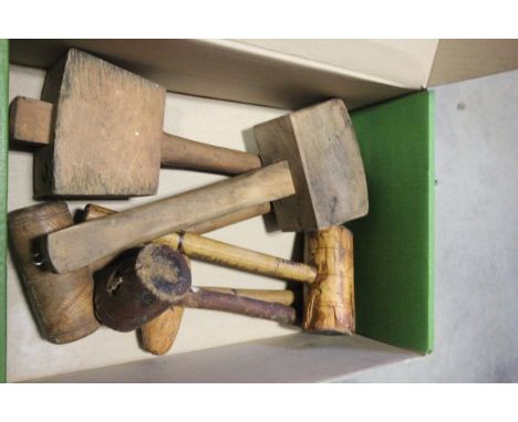 Six Vintage Wooden Mallets