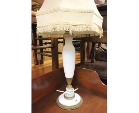 Early 20th Century milk glass & gilt table lamp  