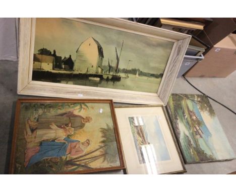 Watercolour oil painting, Religious picture & Dutch scene print