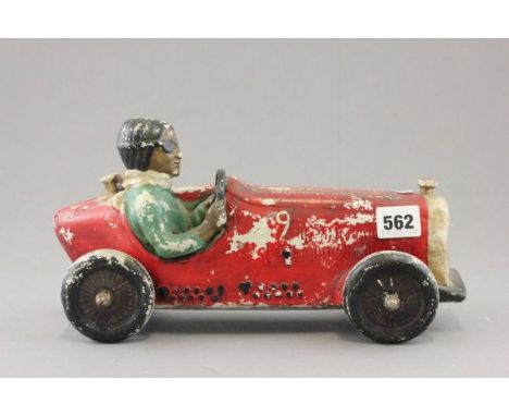 Vintage style ceramic racing car in red