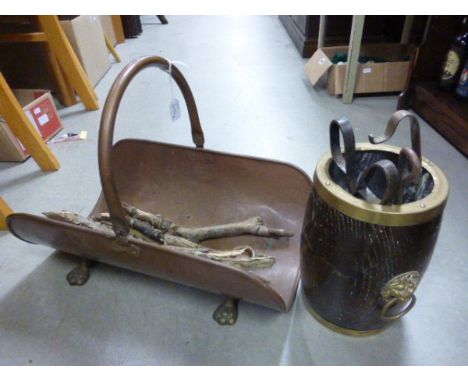 Metal log basket & various tools