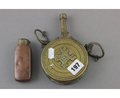 Vintage powder flask and a shot flask