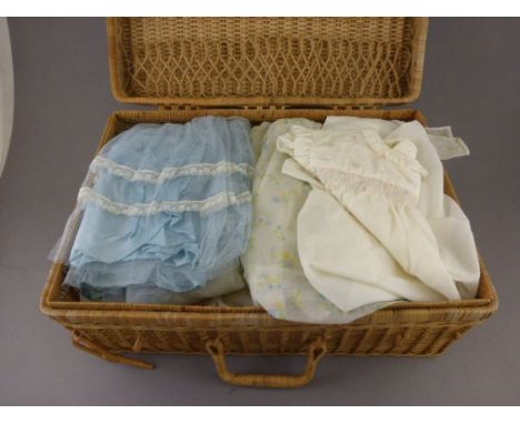 Wicker Basket with a Quantity of Linen together with a D Blackmore Limited Edition Print of a Barn Owl and a Small Oil Landsc