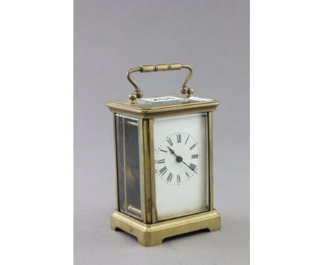 Gilt Metal Carriage Clock with White Enamel Face 