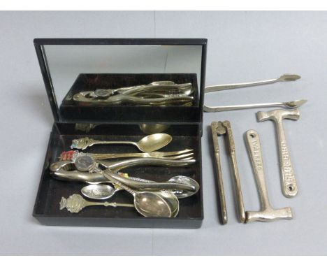 Box containing collectors spoons, nut cracker etc